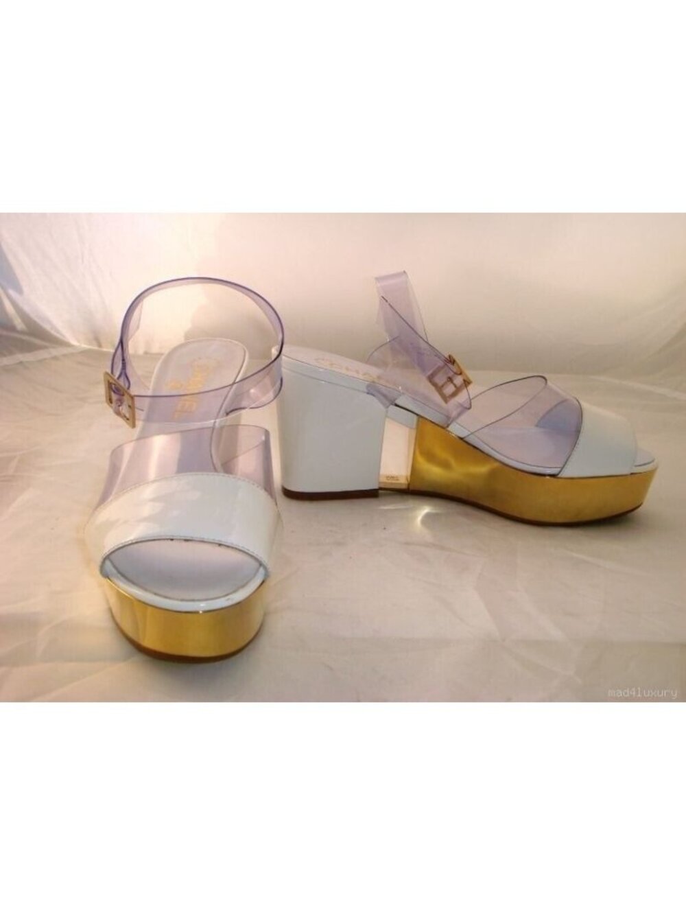 Chanel White Runway Platform Sandals Size 38.5 - New In Box
